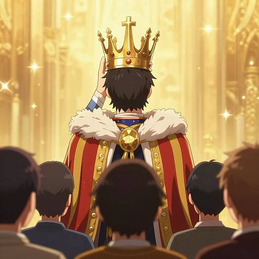 King Holding Crown Facing People