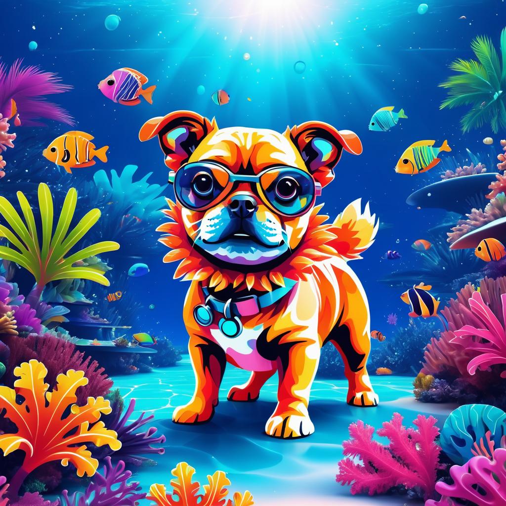 Cute Alien Dog in Underwater Paradise