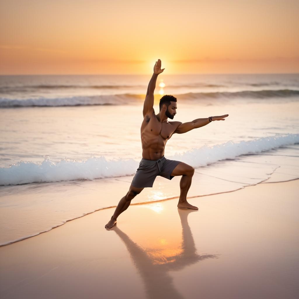 Sunset Yoga Pose on the Beach