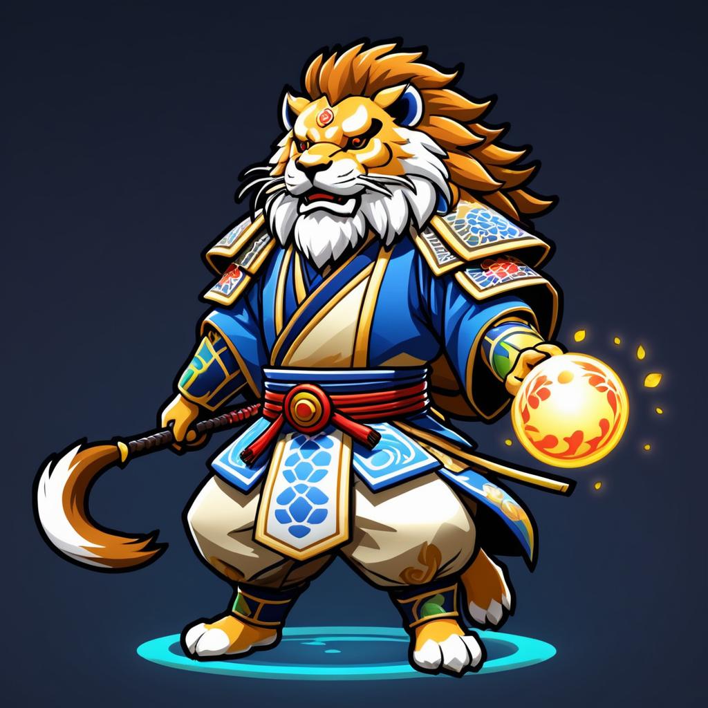 Japanese Lion Healer Character Sprite Design