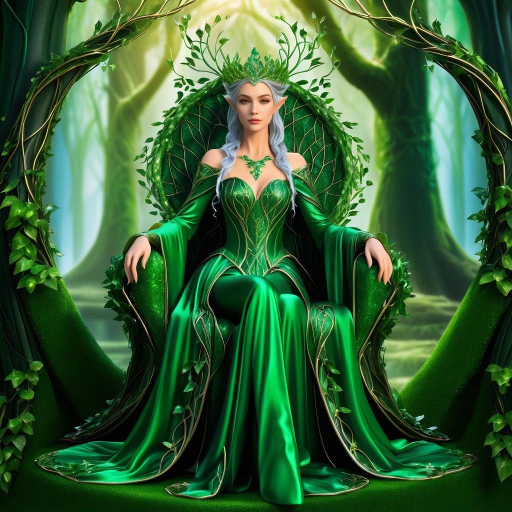 Elegant Elven Queen in Enchanted Forest