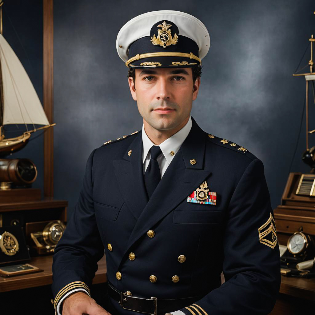 Proud Naval Officer in Studio Portrait