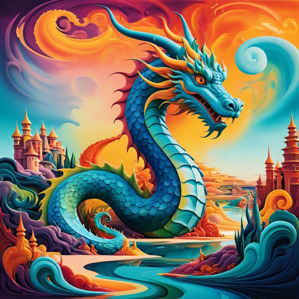 Surreal Dragon in Dali-Inspired Colors