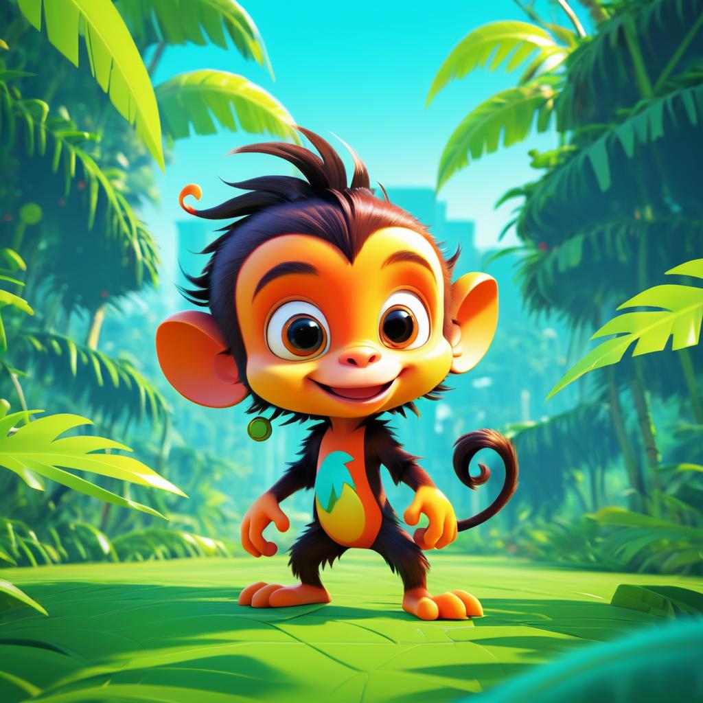 Cheeky Monkey in Vibrant Jungle Colors