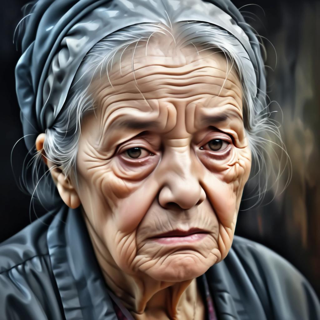 Emotional Portrait of a Sad Elderly Woman