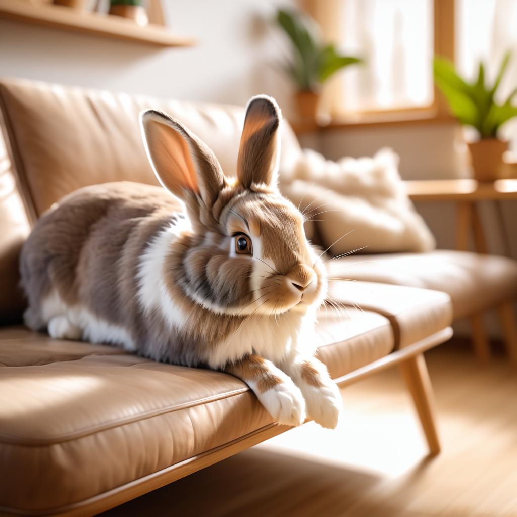 Cozy Rabbit in a Warm Living Room