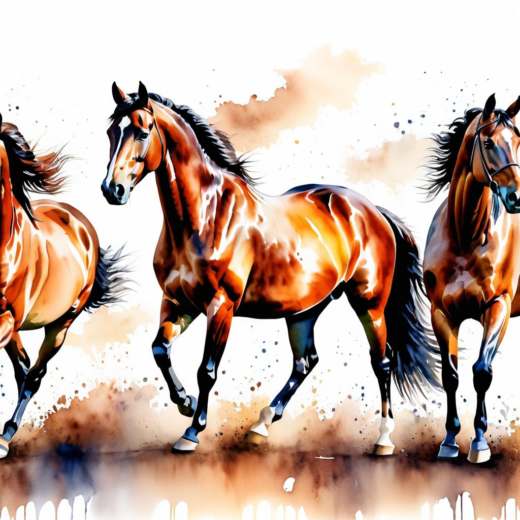 Majestic Horse Silhouettes in Watercolor