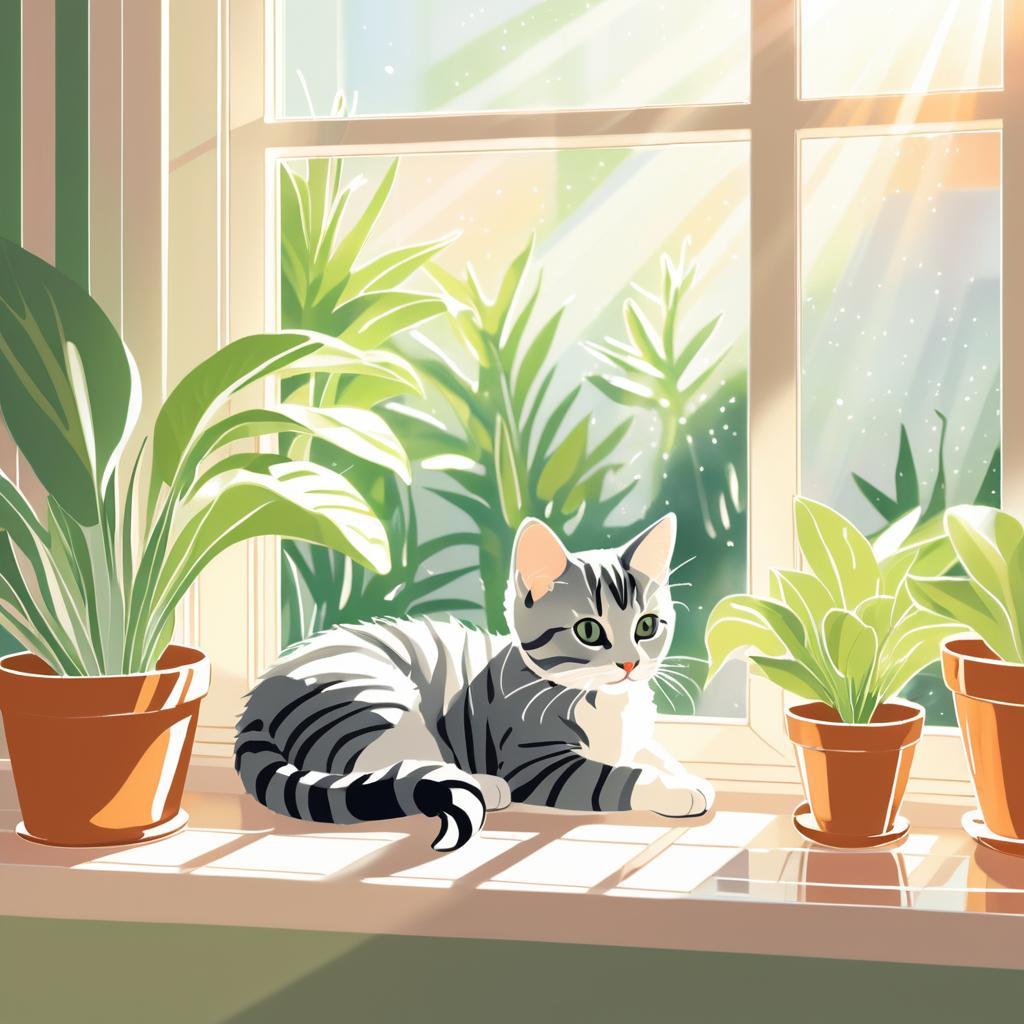 Charming Kitten in Sunlit Serenity