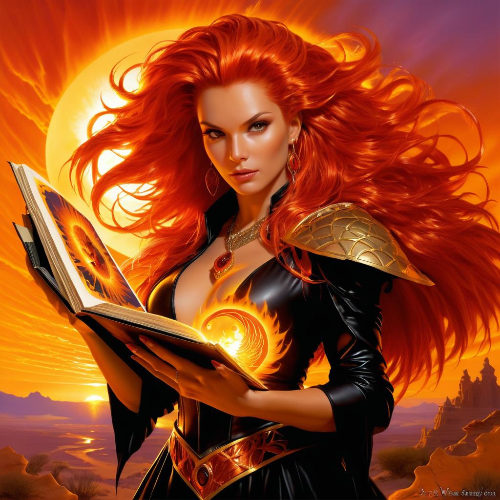 Fiery Phoenix Sorceress Portrait Art