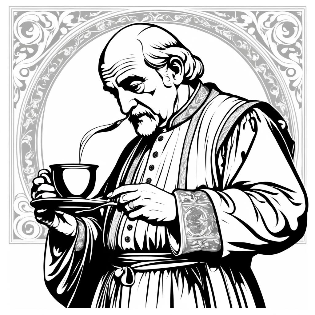 Elderly Man with Tea in Renaissance Style