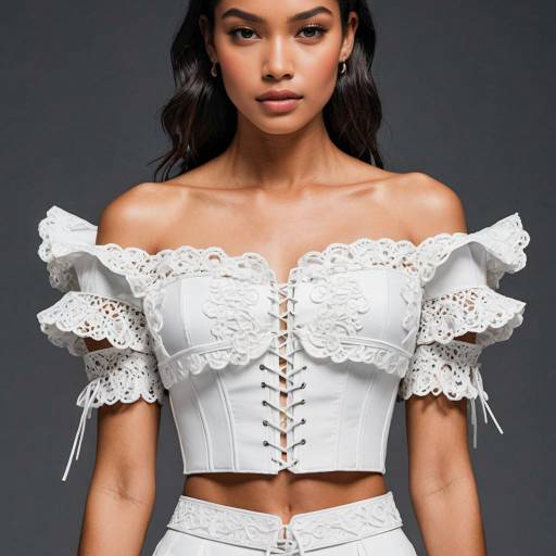 Woman Wearing White Off-Shoulder Corset Top