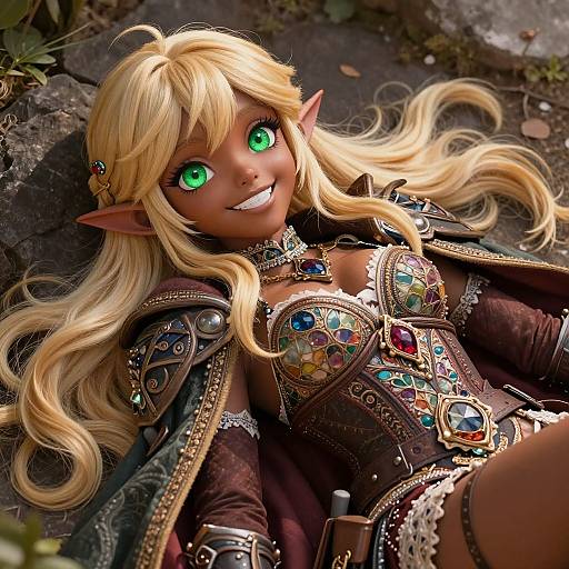 Dark-Skinned Elf Adventurer in Winter