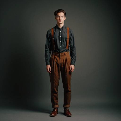 Young man in vintage-inspired outfit with suspenders