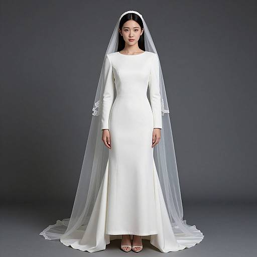 Realistic Bride in White Gown