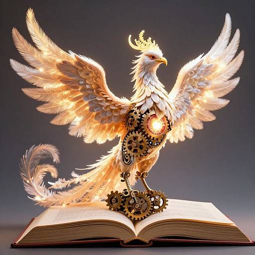 Ethereal Mechanical Phoenix on Book