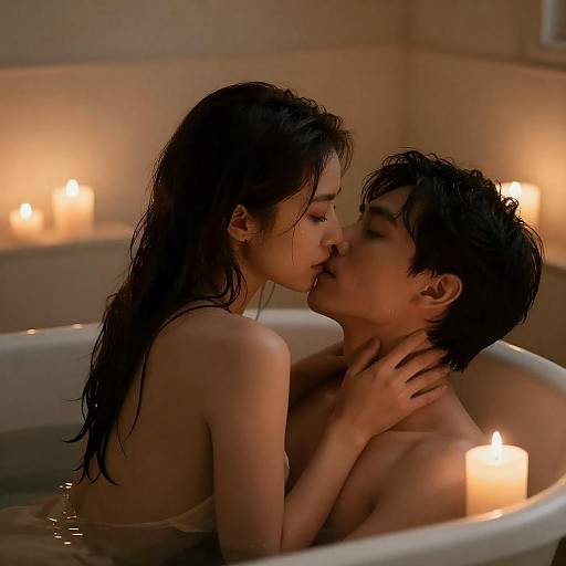 Candlelit Sensual Bathtub Couple Portrait