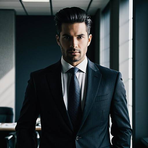 Soul Patch Businessman in Dramatic Office