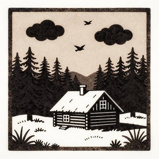 Scandinavian Folk Art Winter Scene