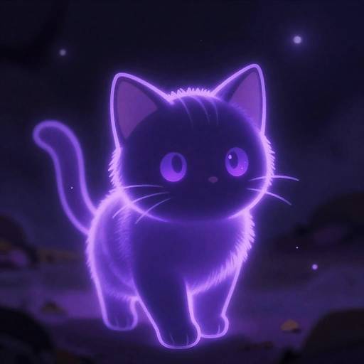 Ethereal Purple Nebula Anime Kitten
