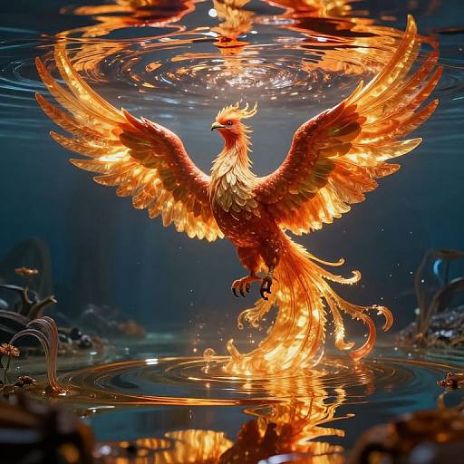 Phoenix Emerging from Liquid Amber
