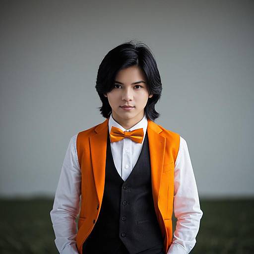 Young Man in Orange Bowtie and Vest