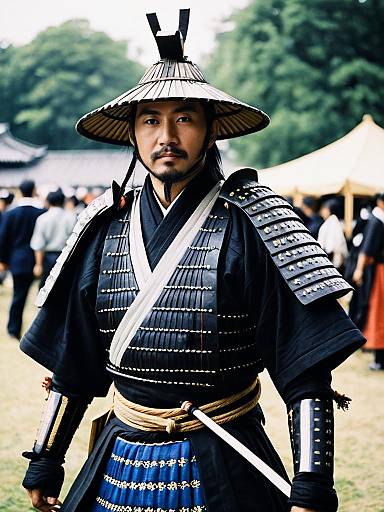 Man in Traditional Samurai Armor