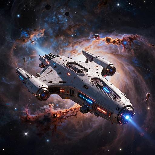 Futuristic AI Spaceship in Nebula