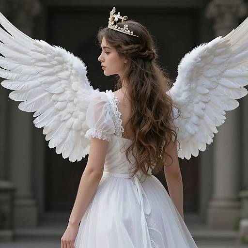 Elegant Female Angel with Crown
