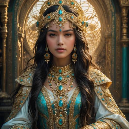 Regal Fantasy Woman in Golden Light