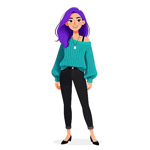 Smiling Woman in Casual Chic Outfit