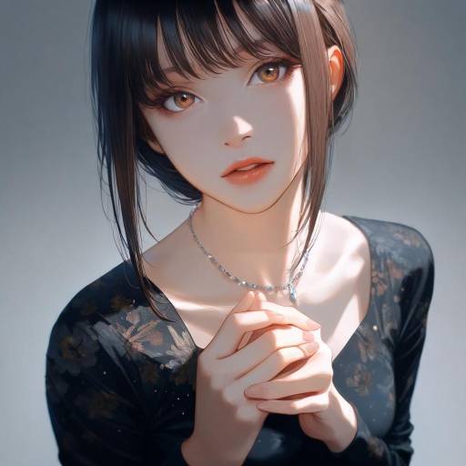 Realistic Portrait of Makima in Black Dress