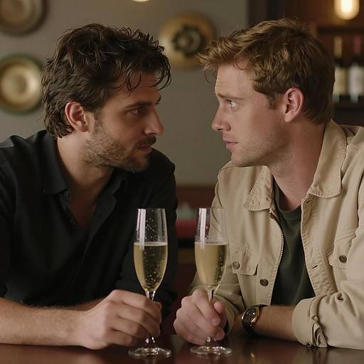 Intimate Bar Conversation Between Two Men