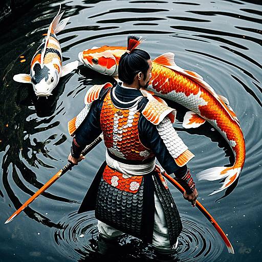 Koi Samurai Warrior in Water