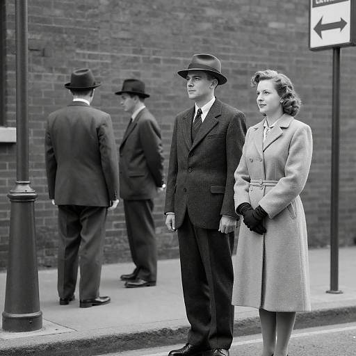 1940s Black-and-White Street Scene