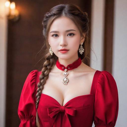 Elegant Girl in Red Dress Portrait