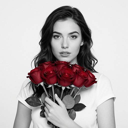 Independent Woman with Red Roses