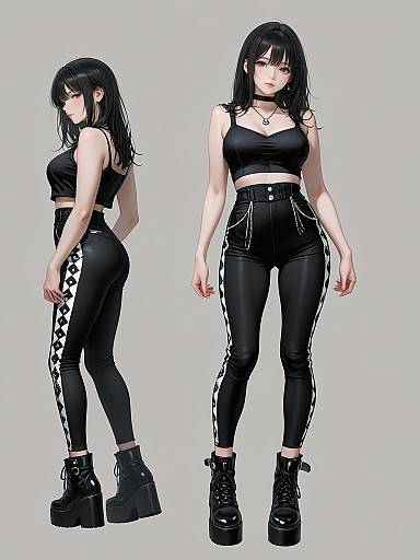 Edgy Street-Style Woman Full-Body Portrait