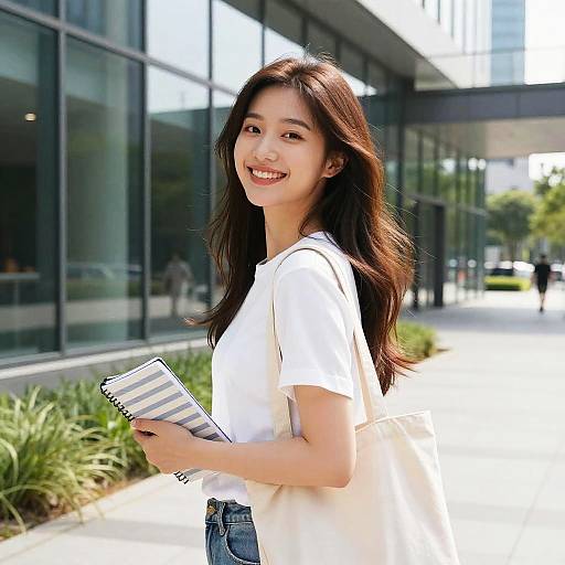 Sunny Portrait by Modern Glass Building