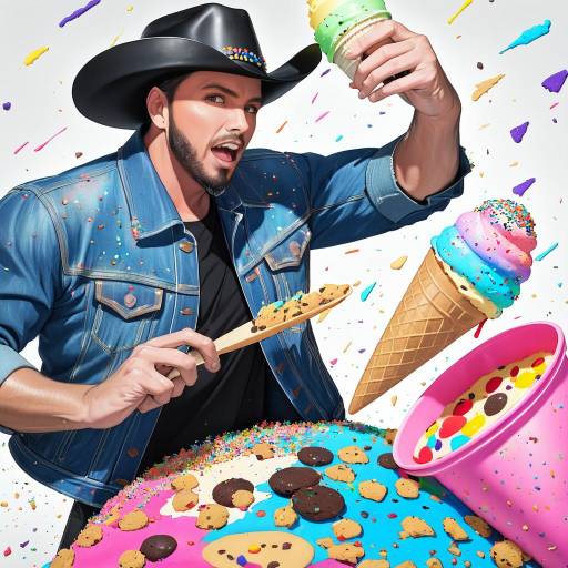 Cowboy with Ice Cream in Vivid Colors Cowboy with Ice Cream in Vivid Colors
