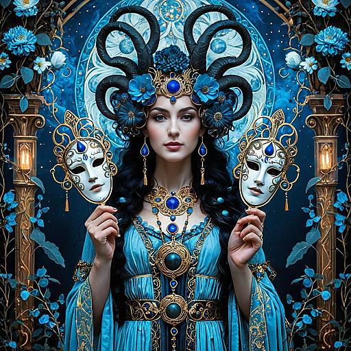 Goddess Hekate with Ceremonial Masks