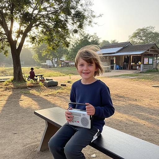 Child with Radio at Sunrise Village