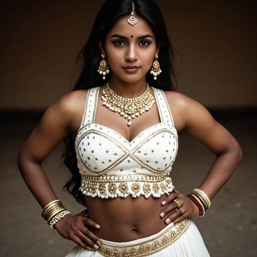 Elegant Dark-Skinned Girl in Choli Lehenga