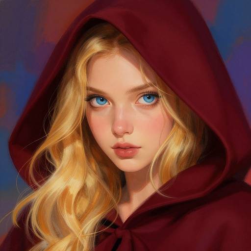 Blonde Woman in Maroon Hood