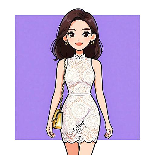 Chic Woman in White Lace Dress