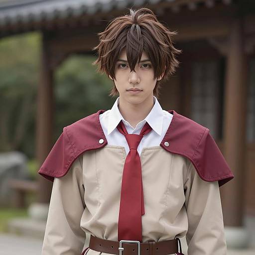 Young Man in Medieval-Style Cosplay Costume