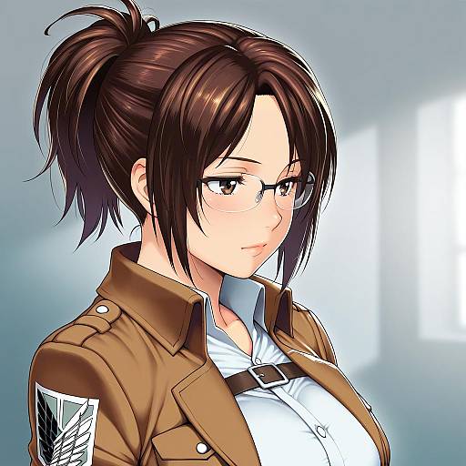 Illustration of Hange zoe, shingeki no kyojin in the style of Hakai shin