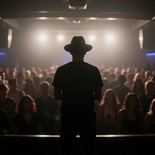 Mysterious Nightclub Scene with Silhouette