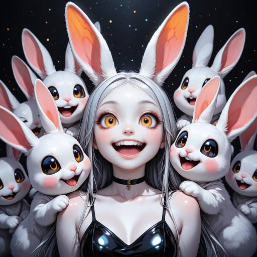 Joyful Cartoon Rabbit in Vibrant Detail
