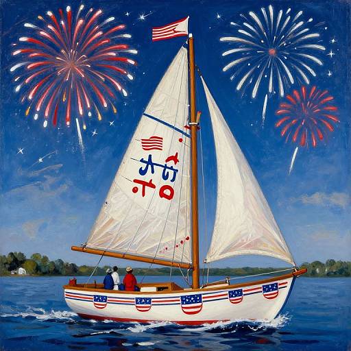 Fourth of July Folk Art Sailboat
