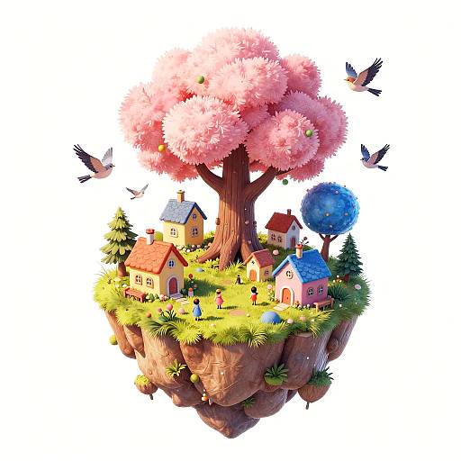 Whimsical Floating Fairy-Tale Island